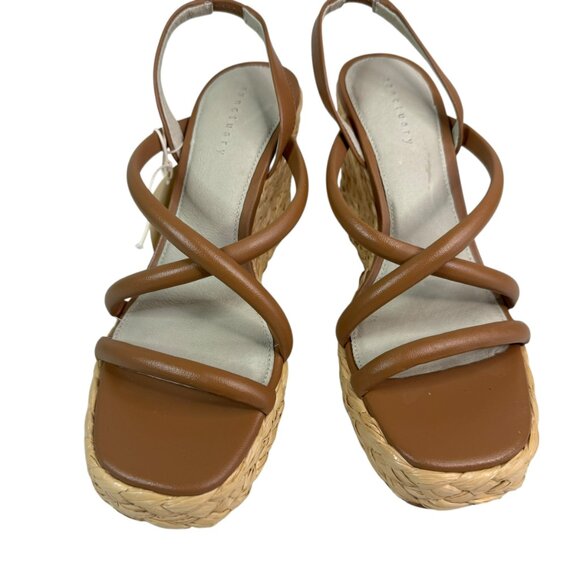 Sanctuary Tan Leather Strappy Wedge Sandals Size 8.5M | NWT $129 | Wedge Heels - Picture 1 of 8